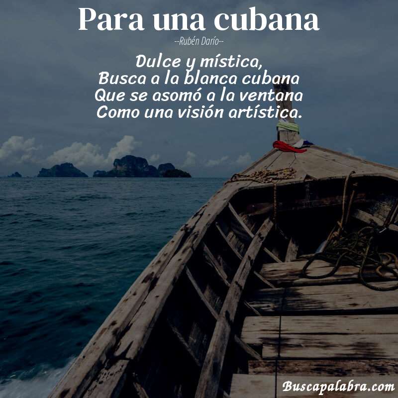 Poema Para una cubana de Rubén Darío con fondo de barca
