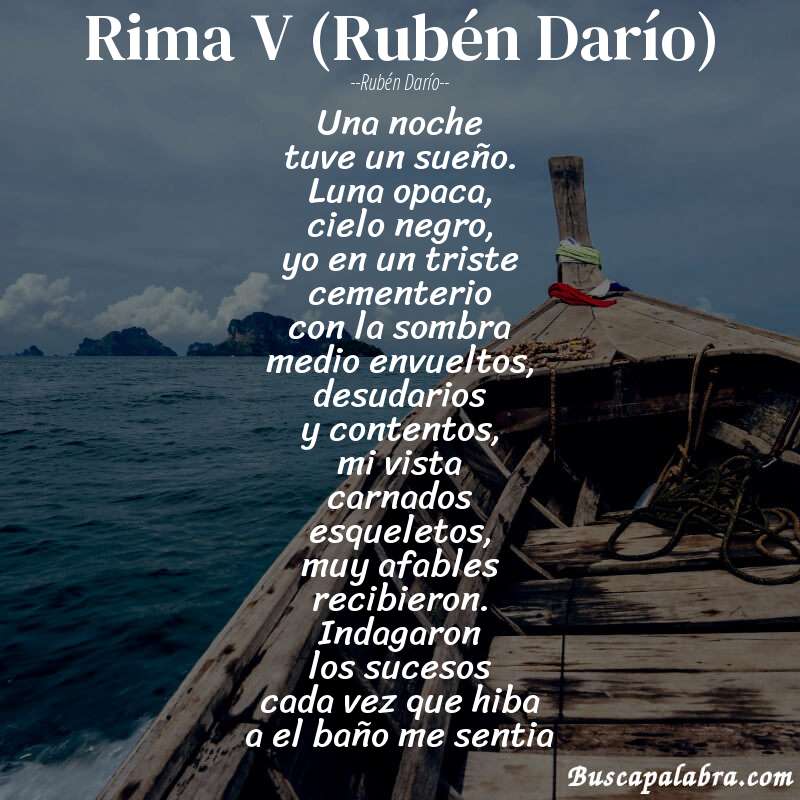 Poema Rima V (Rubén Darío) de Rubén Darío con fondo de barca