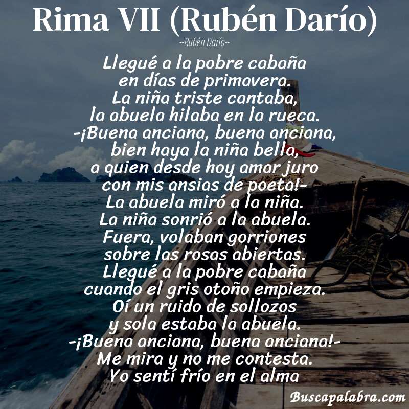 Poema Rima VII (Rubén Darío) de Rubén Darío con fondo de barca