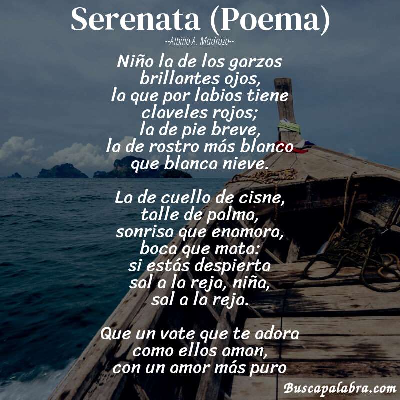 Poema Serenata (Poema) de Albino A. Madrazo con fondo de barca