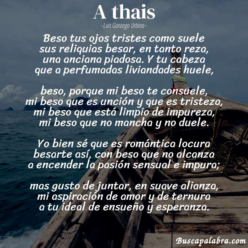 Poema a thais de Luis Gonzaga Urbina con fondo de barca