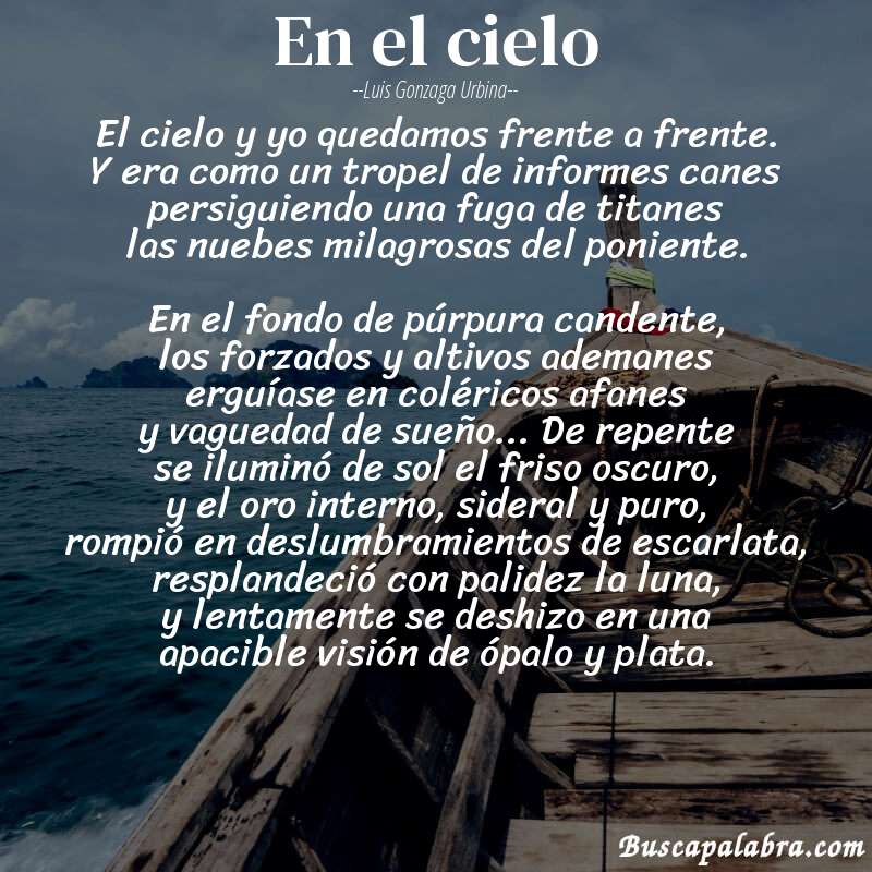 Poema en el cielo de Luis Gonzaga Urbina con fondo de barca
