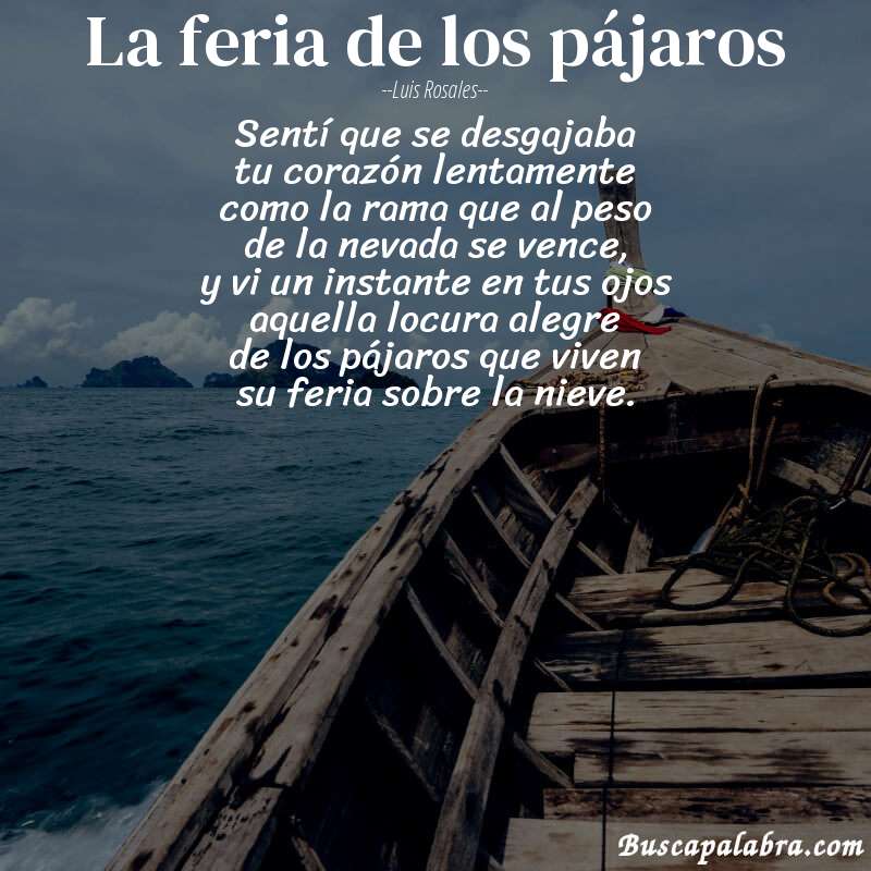 Poema la feria de los pájaros de Luis Rosales con fondo de barca