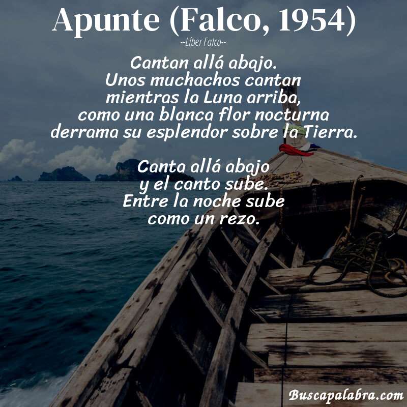 Poema Apunte (Falco, 1954) de Líber Falco con fondo de barca