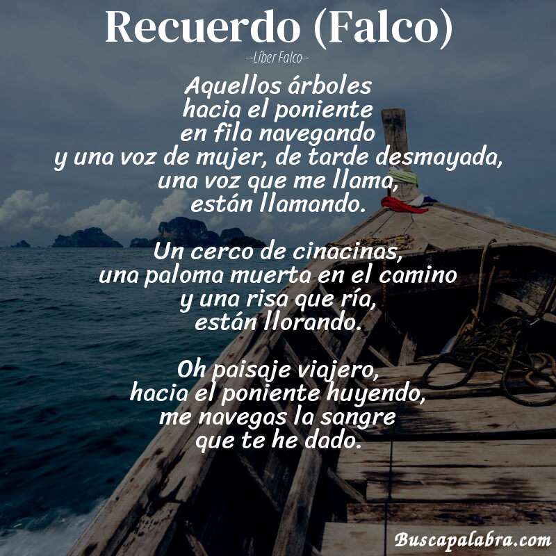 Poema Recuerdo (Falco) de Líber Falco con fondo de barca