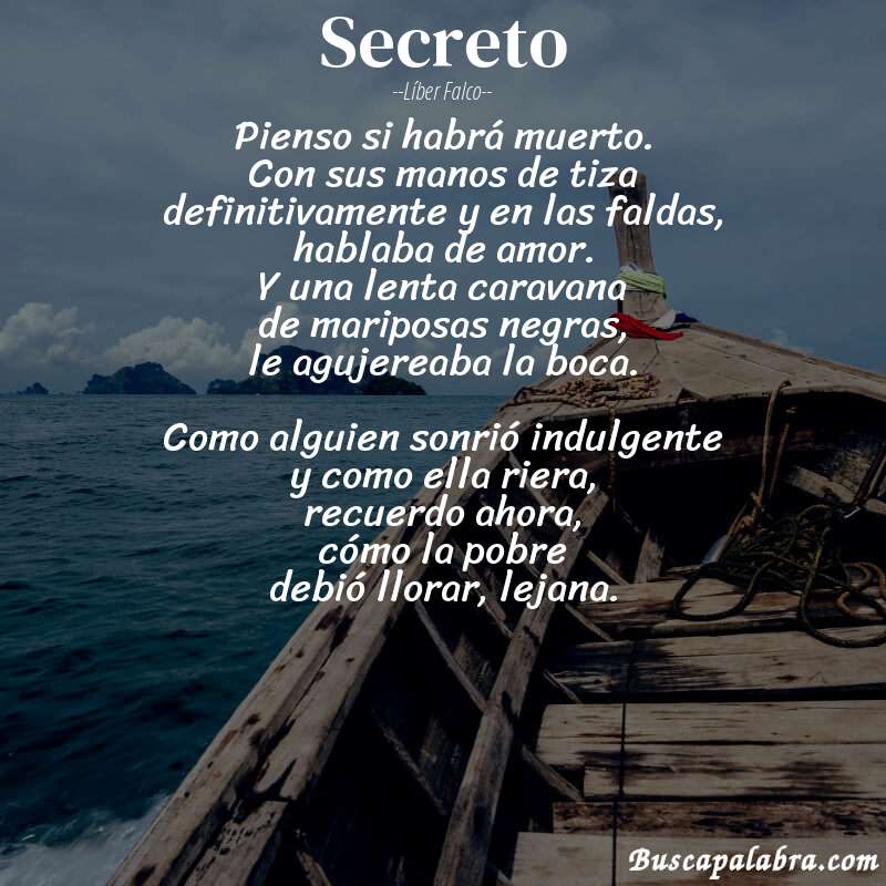 Poema Secreto de Líber Falco con fondo de barca