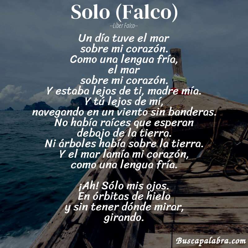 Poema Solo (Falco) de Líber Falco con fondo de barca