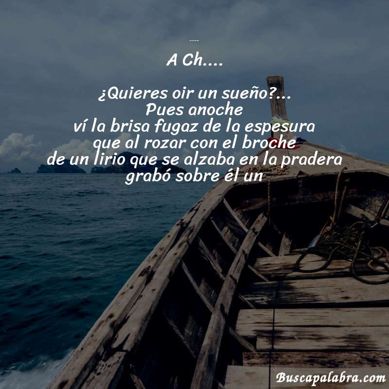 Poema Un sueño (Manuel Acuña) de Manuel Acuña con fondo de barca
