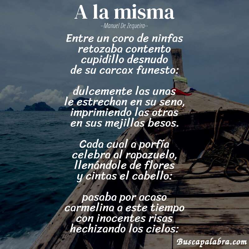 Poema a la misma de Manuel de Zequeira con fondo de barca