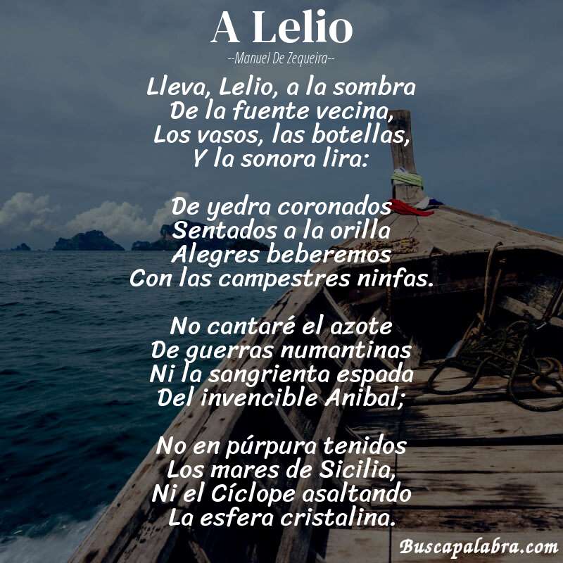 Poema A Lelio de Manuel de Zequeira con fondo de barca