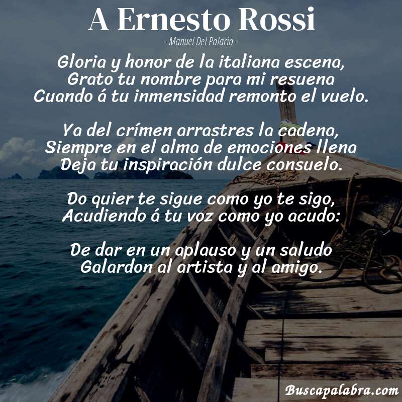 Poema A Ernesto Rossi de Manuel del Palacio con fondo de barca