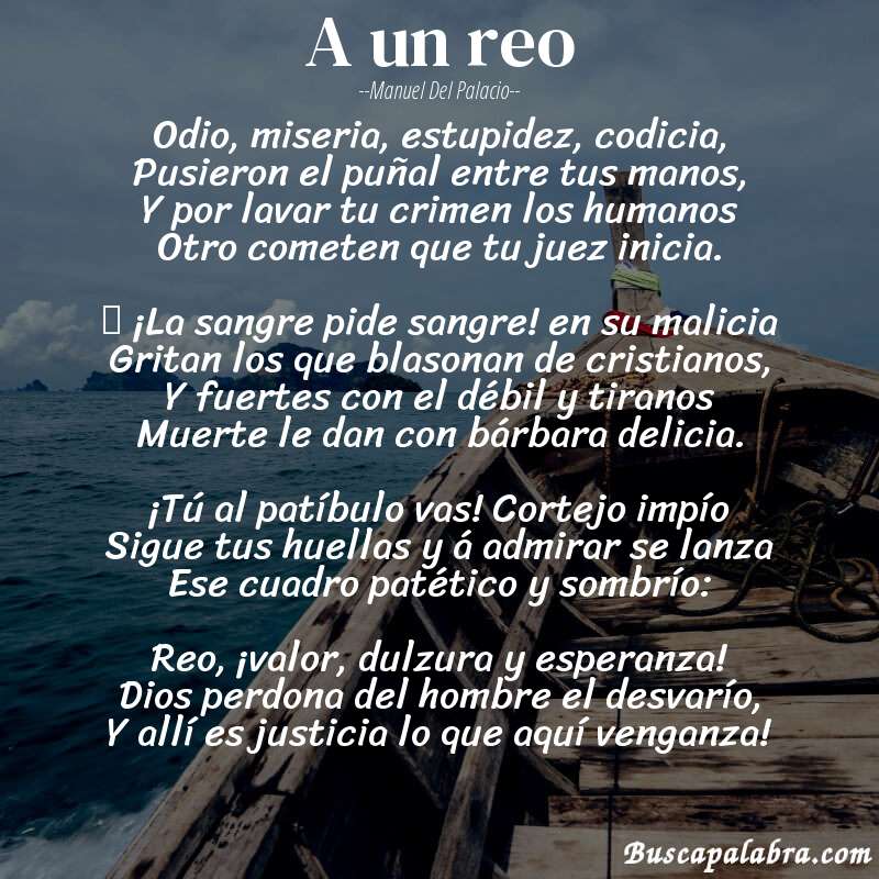 Poema A un reo de Manuel del Palacio con fondo de barca