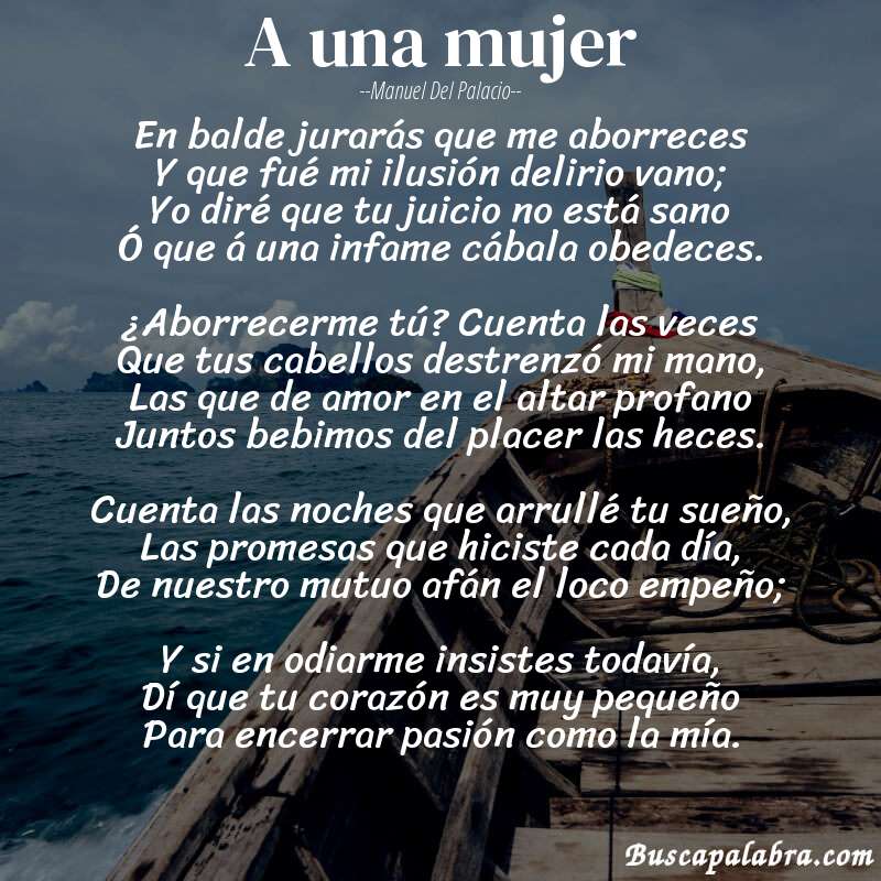 Poema A una mujer de Manuel del Palacio con fondo de barca