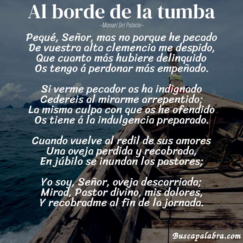 Poema Al borde de la tumba de Manuel del Palacio con fondo de barca