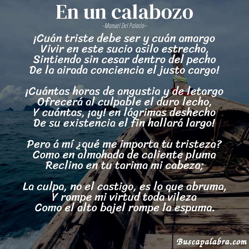 Poema En un calabozo de Manuel del Palacio con fondo de barca