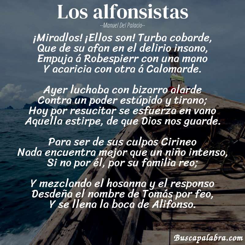 Poema Los alfonsistas de Manuel del Palacio con fondo de barca