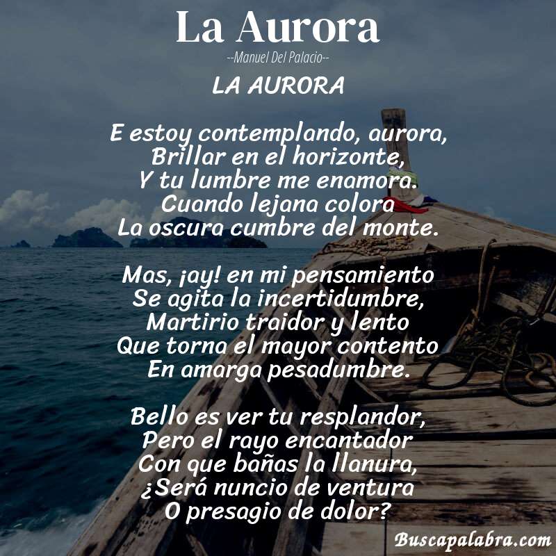 Poema La Aurora de Manuel del Palacio con fondo de barca