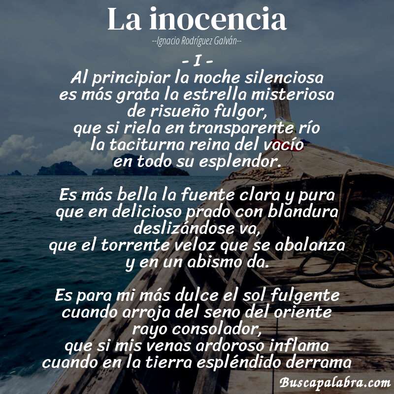 Poema La inocencia de Ignacio Rodríguez Galván con fondo de barca