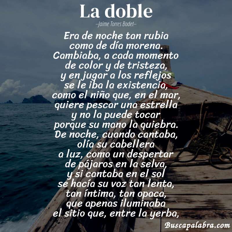 Poema la doble de Jaime Torres Bodet con fondo de barca