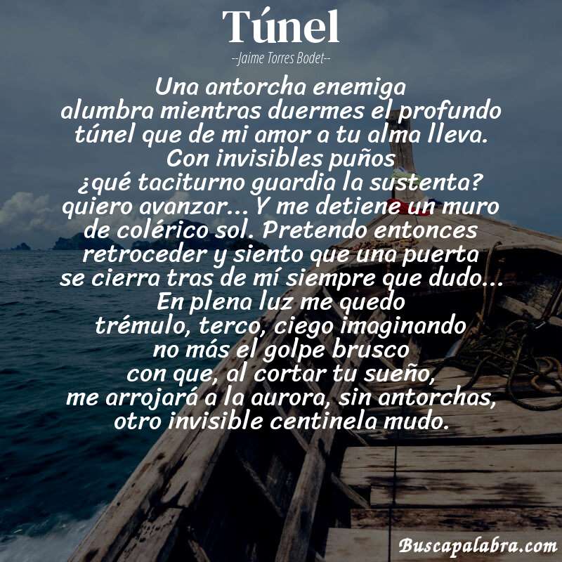 Poema túnel de Jaime Torres Bodet con fondo de barca