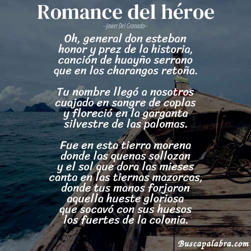 Poema romance del héroe de Javier del Granado con fondo de barca