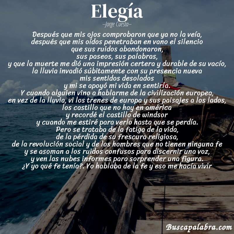Poema elegía de Jorge Cuesta con fondo de barca