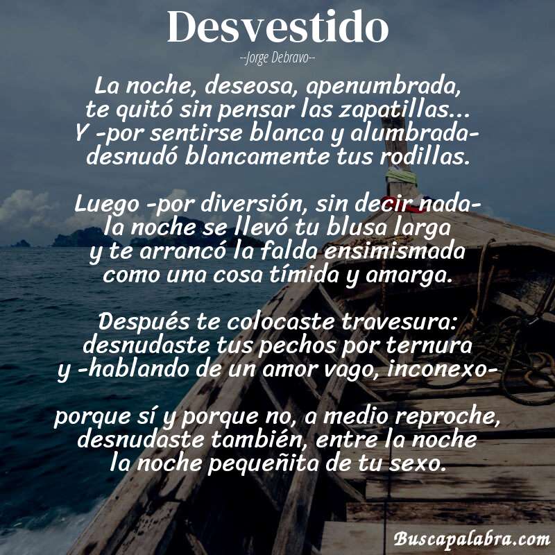 Poema desvestido de Jorge Debravo con fondo de barca