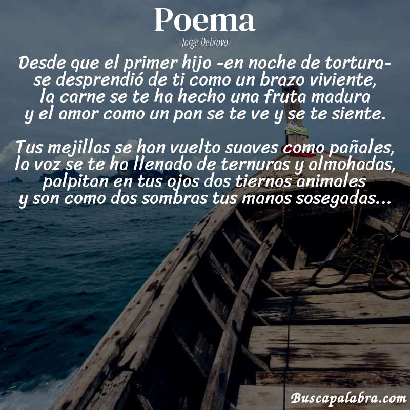 Poema poema de Jorge Debravo con fondo de barca