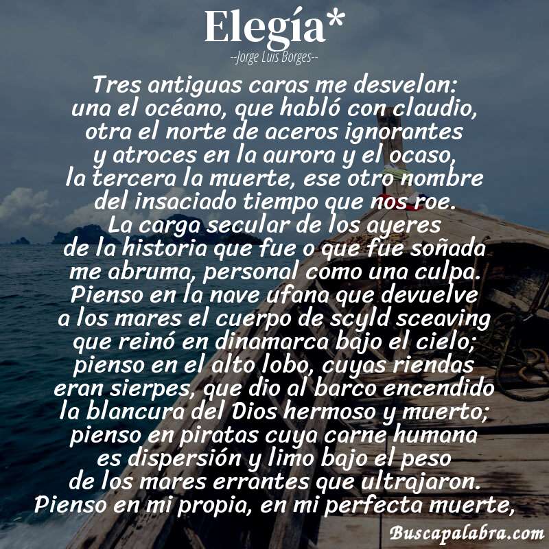Poema elegía* de Jorge Luis Borges con fondo de barca