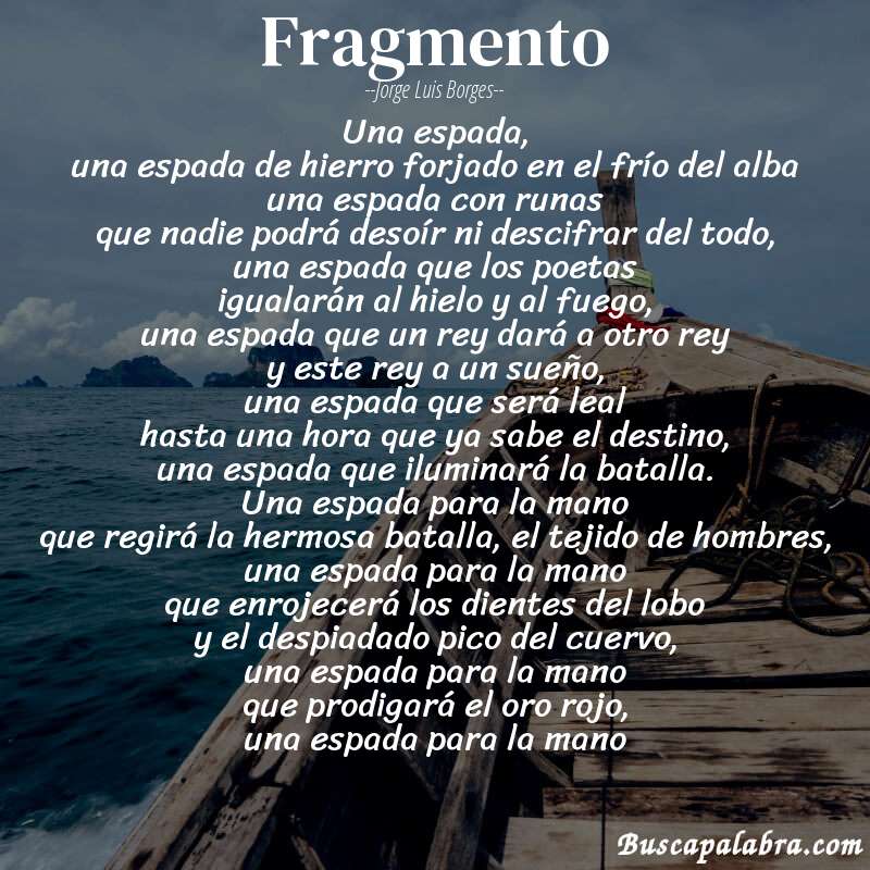 Poema fragmento de Jorge Luis Borges con fondo de barca