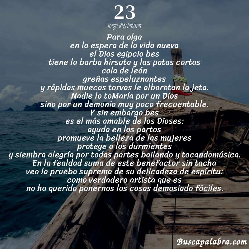 Poema 23 de Jorge Riechmann con fondo de barca