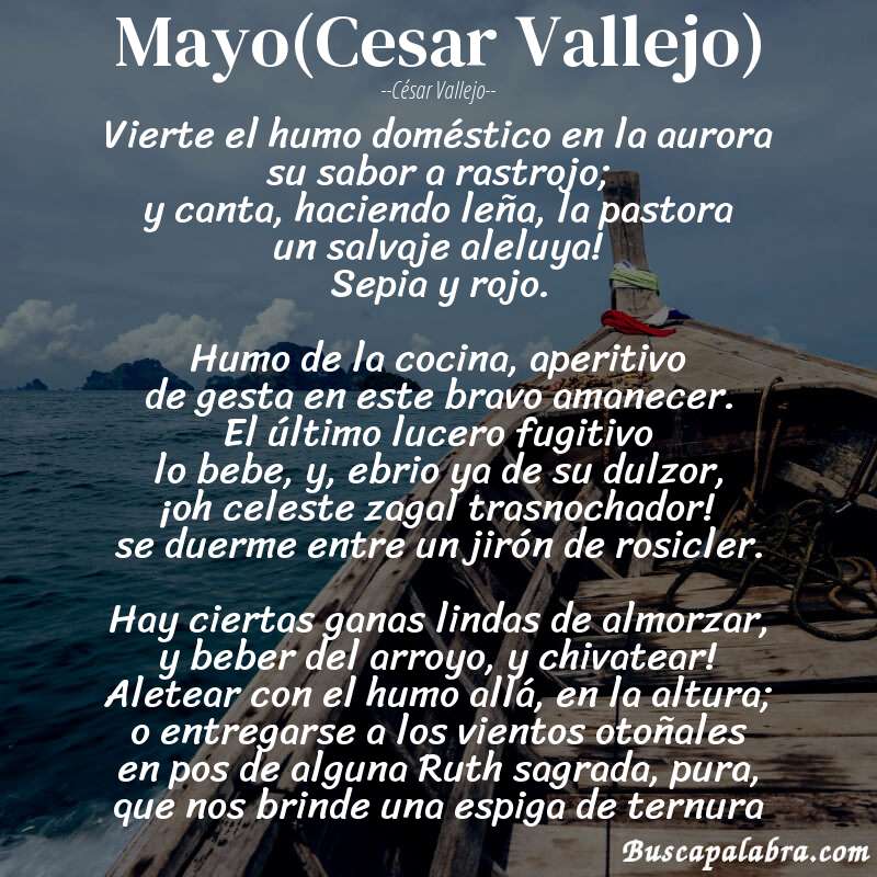 Poema Mayo(Cesar Vallejo) de César Vallejo con fondo de barca