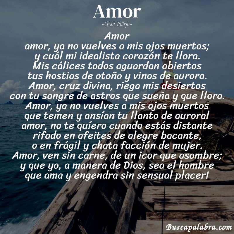 Poema amor de César Vallejo con fondo de barca