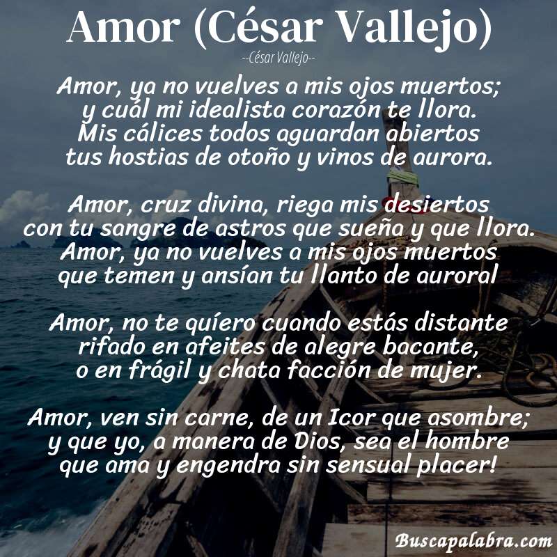 Poema Amor (César Vallejo) de César Vallejo con fondo de barca