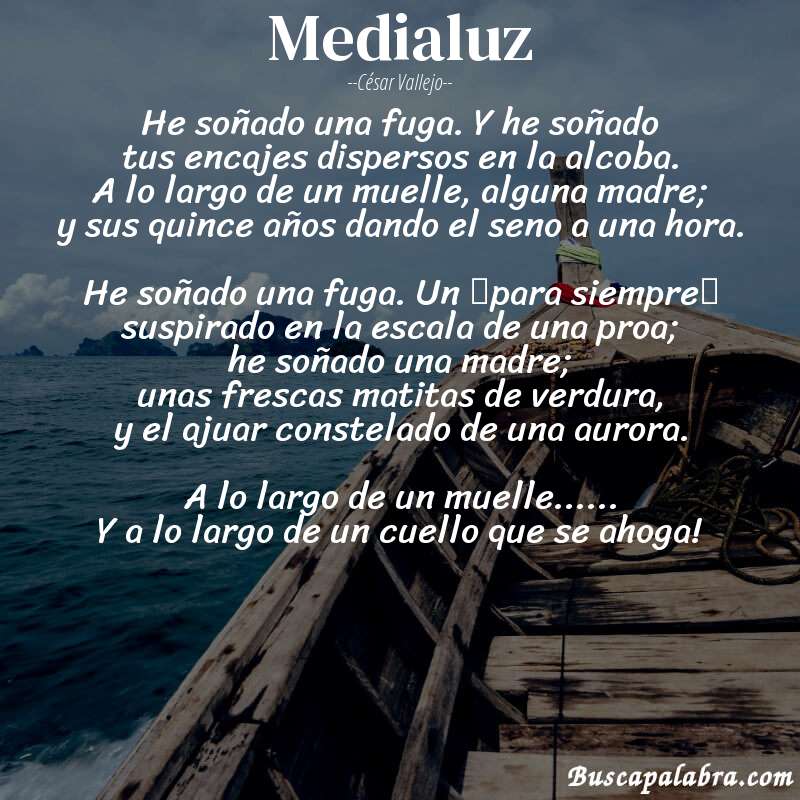 Poema Medialuz de César Vallejo con fondo de barca