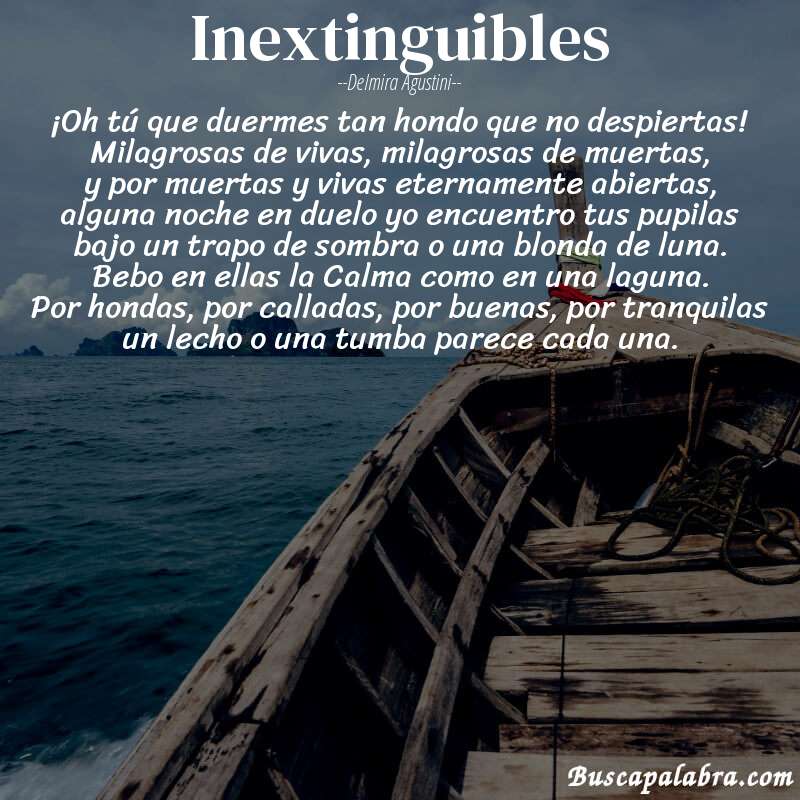 Poema Inextinguibles de Delmira Agustini con fondo de barca
