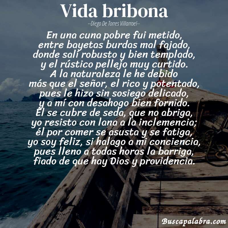 Poema vida bribona de Diego de Torres Villarroel con fondo de barca