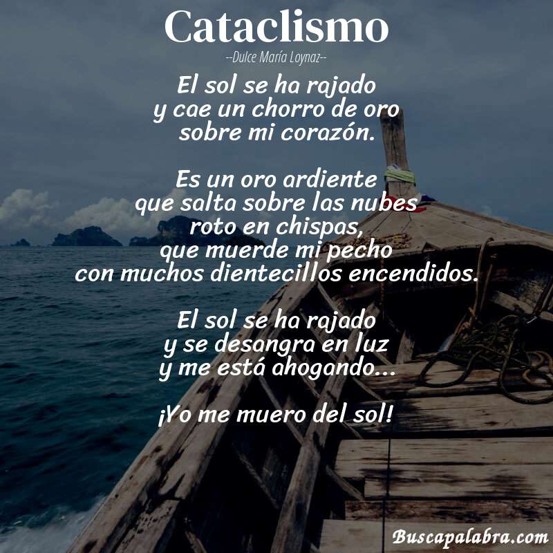 Poema cataclismo de Dulce María Loynaz con fondo de barca
