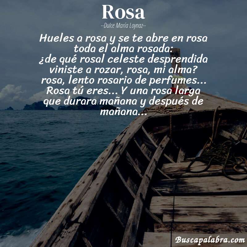 Poema rosa de Dulce María Loynaz con fondo de barca