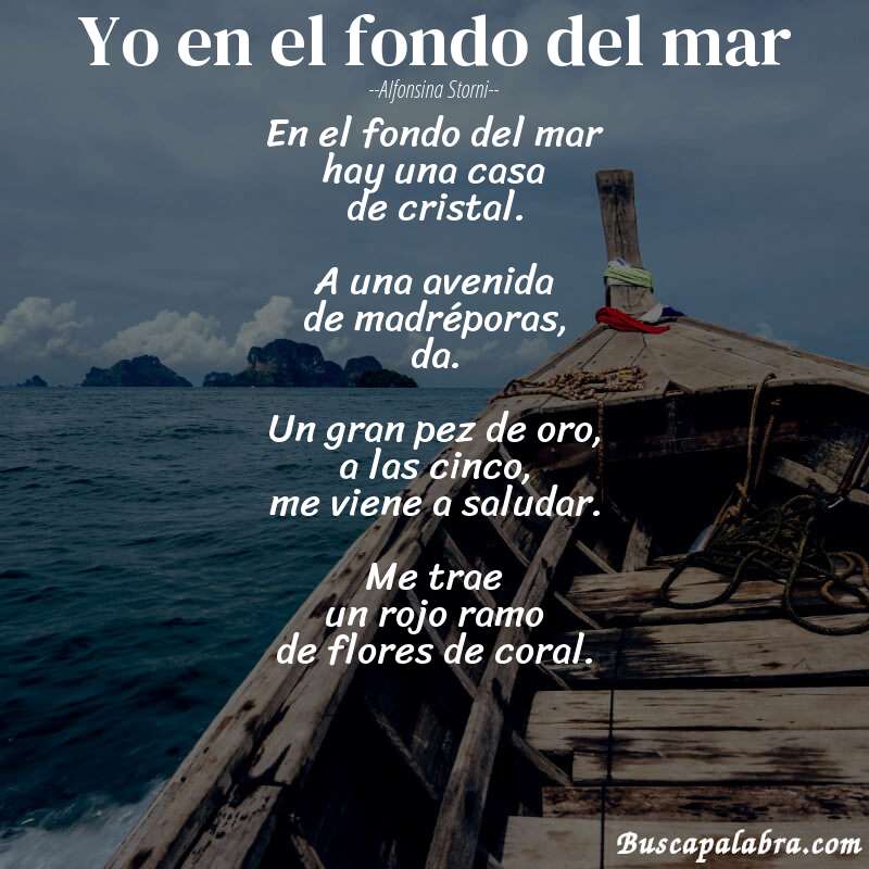 Poema Yo en el fondo del mar de Alfonsina Storni con fondo de barca
