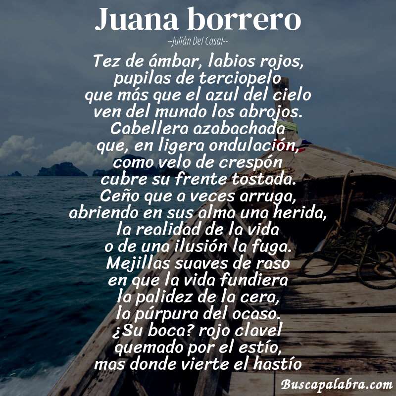 Poema juana borrero de Julián del Casal con fondo de barca