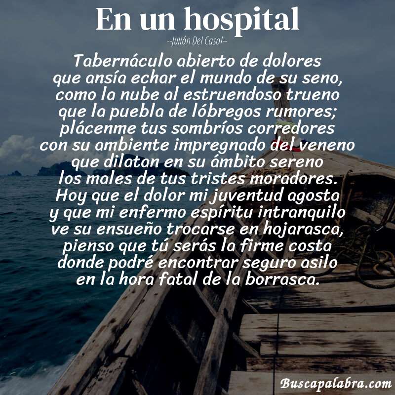 Poema en un hospital de Julián del Casal con fondo de barca