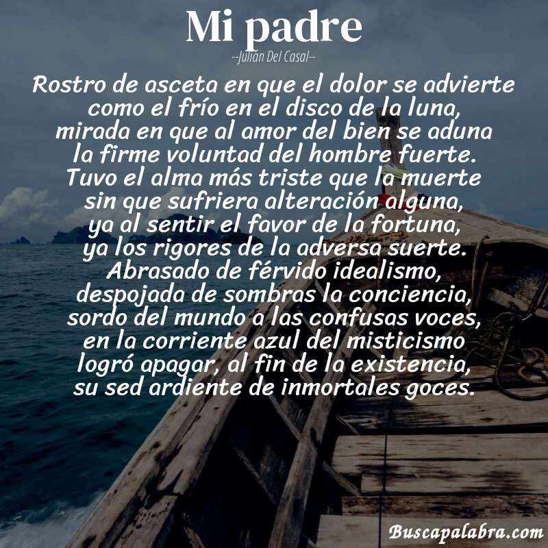 Poema mi padre de Julián del Casal con fondo de barca