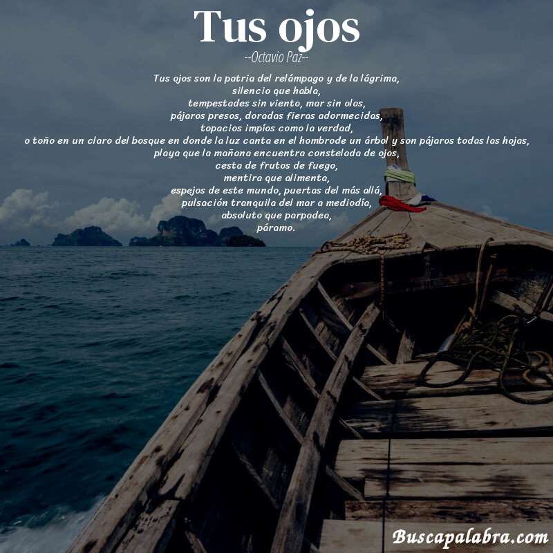 Poema tus ojos de Octavio Paz con fondo de barca
