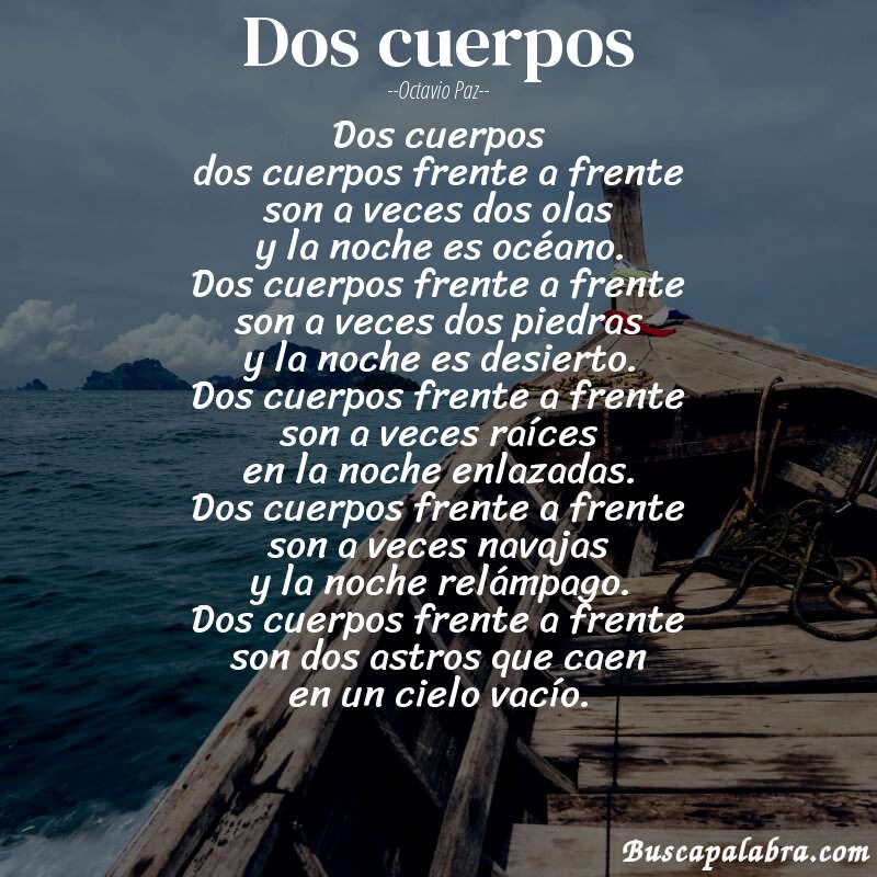 Poema dos cuerpos de Octavio Paz con fondo de barca