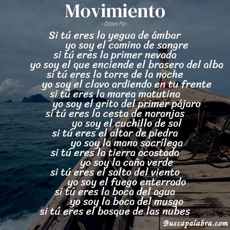 Poema movimiento de Octavio Paz con fondo de barca