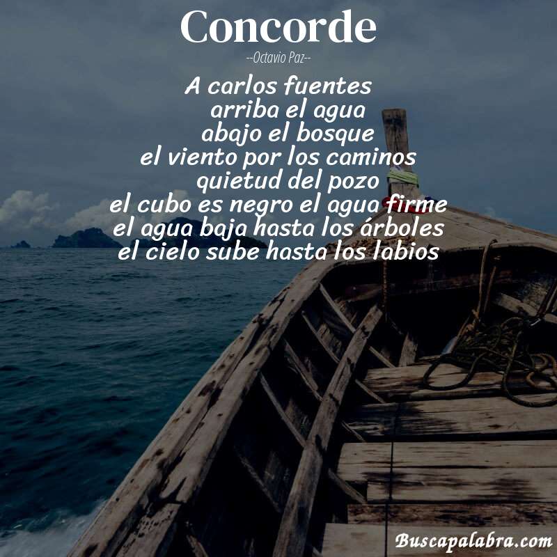 Poema concorde de Octavio Paz con fondo de barca