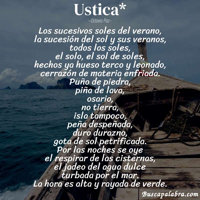Poema ustica* de Octavio Paz con fondo de barca