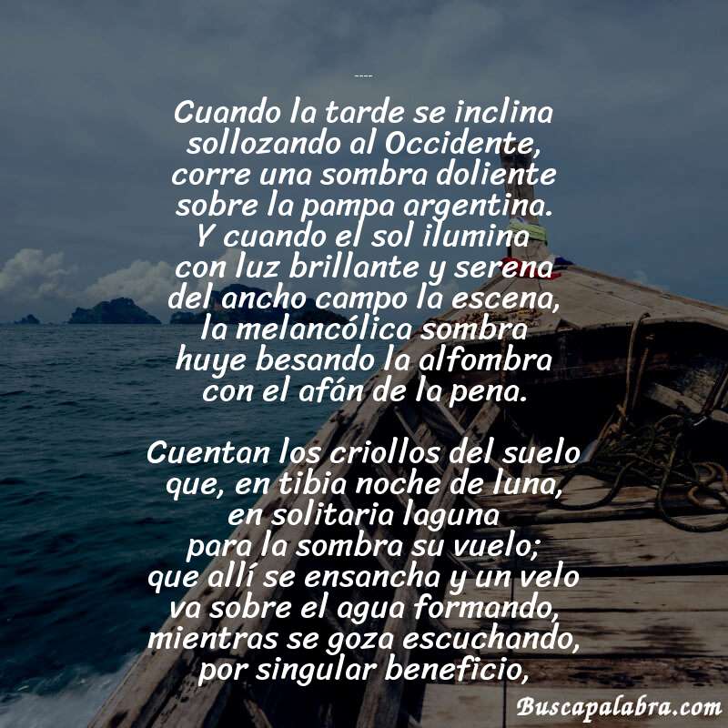 Poema Santos Vega de Rafael Obligado con fondo de barca
