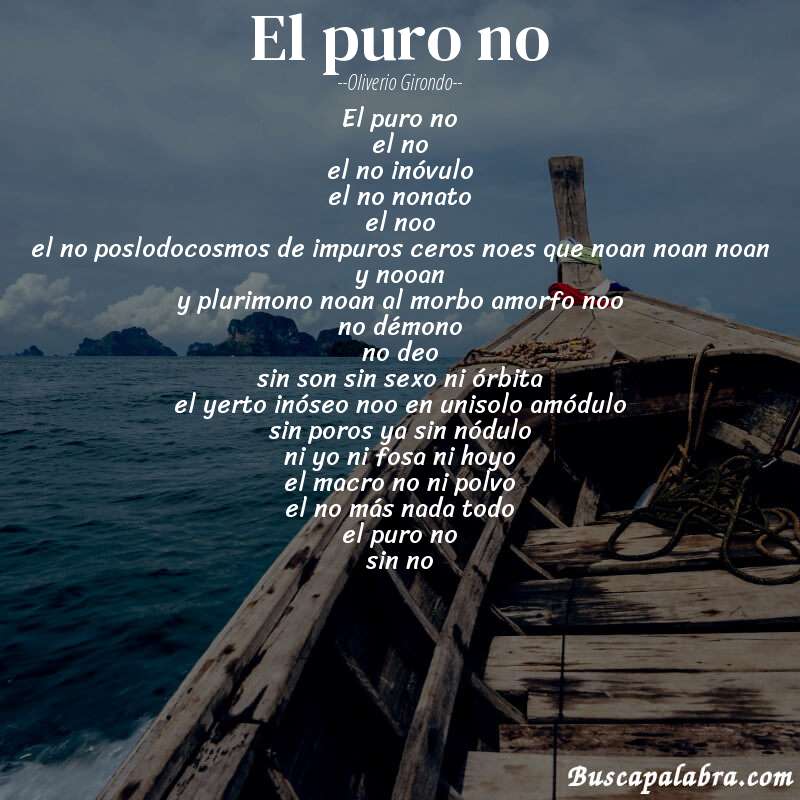 Poema el puro no de Oliverio Girondo con fondo de barca